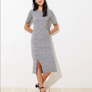 NWOT LOFT LEOPARD JACQUARD MIDI DRESS